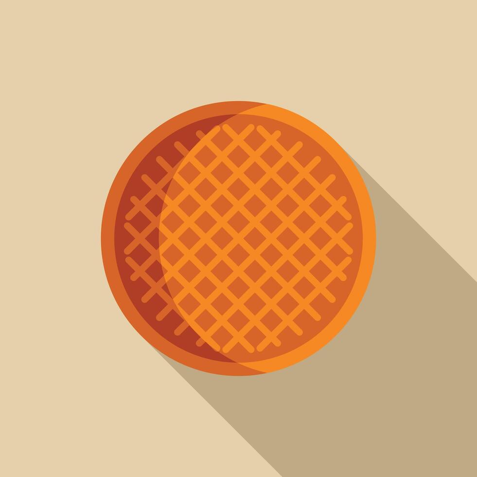 Round waffle casting long shadow on solid background vector