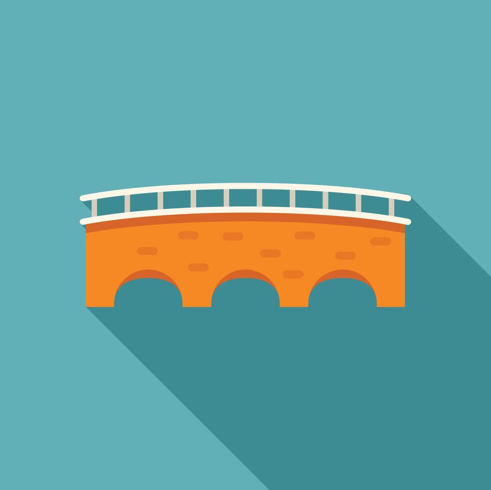 Old stone arch bridge connecting two sides flat design icon vector