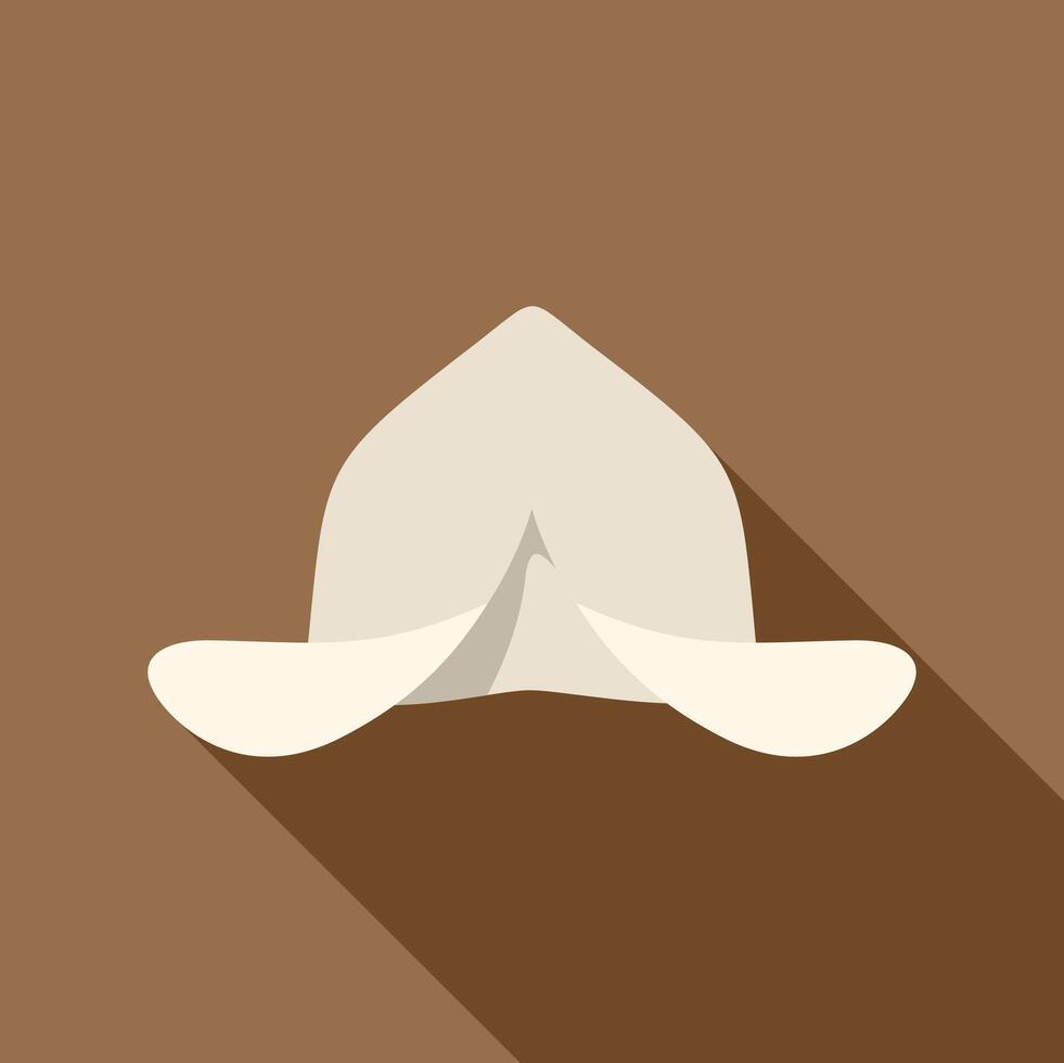 White cocked hat with long shadow on brown background vector