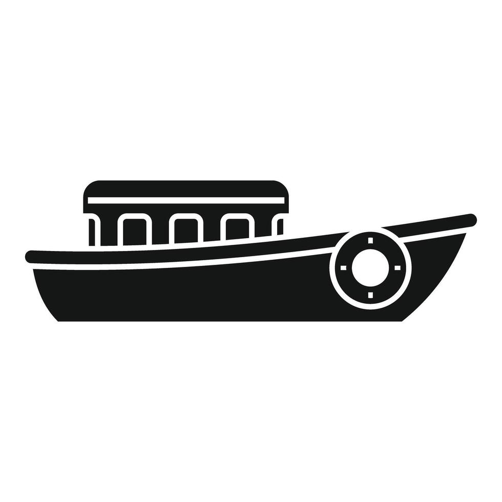 River boat floating on the water with lifebuoy icon glyph style vector