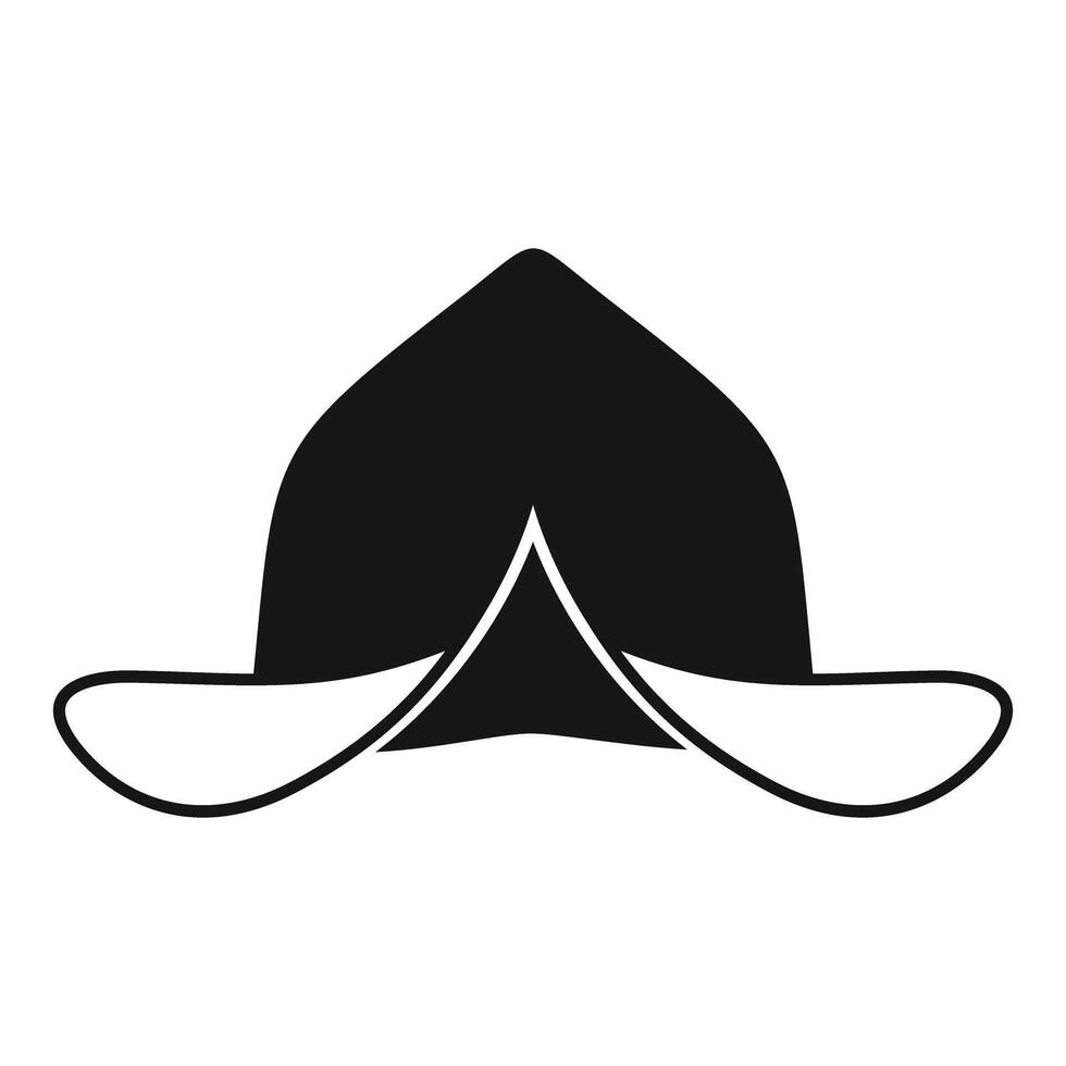 Black and white icon of a conquistador hat with plume vector