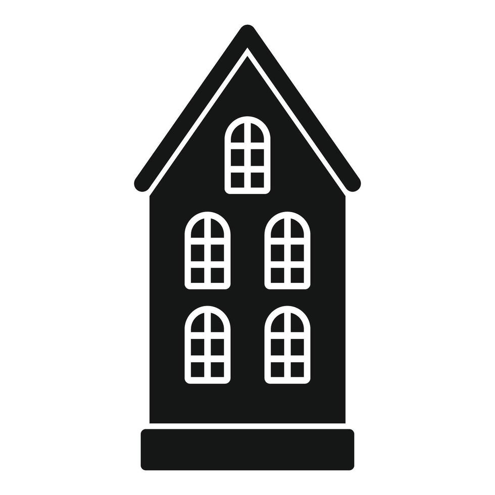 Black glyph icon of a traditional dutch house with multiple windows vector