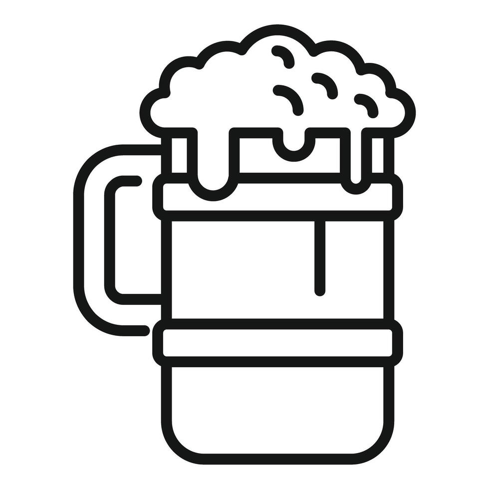Big mug of beer with foam overflowing is standing on bar counter vector
