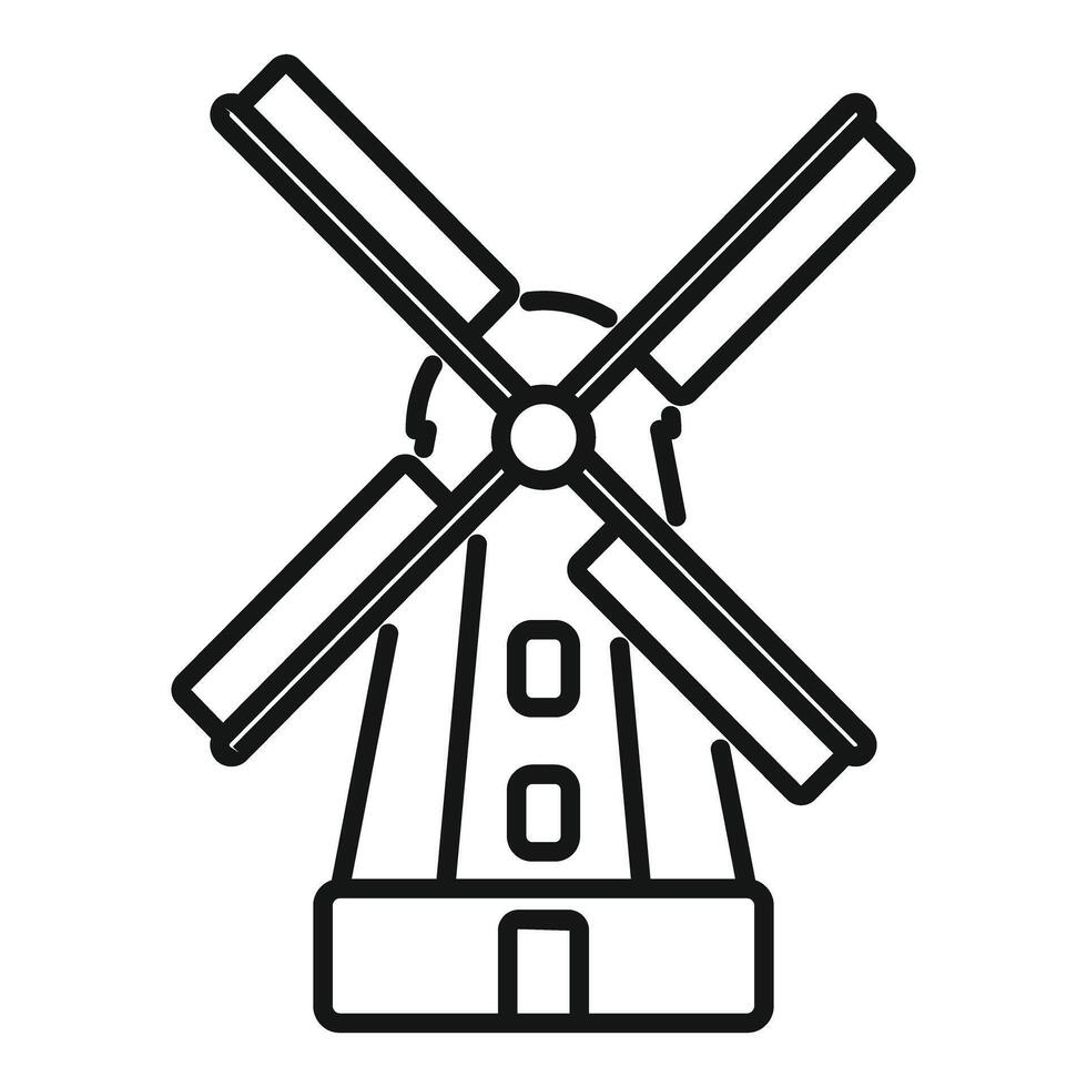Classic dutch windmill rotating and generating green energy vector