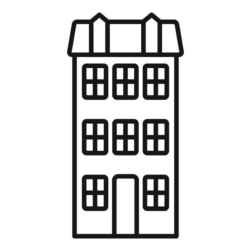 Three storey building with windows and doorway vector