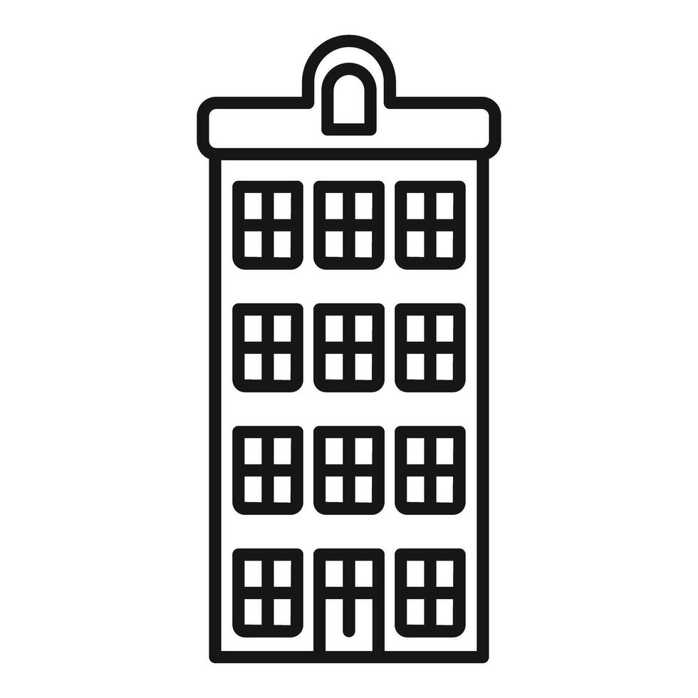 Tall building with many windows line art drawing vector
