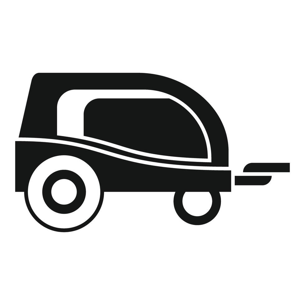 Small covered trailer for bicycle is being used for transportation vector