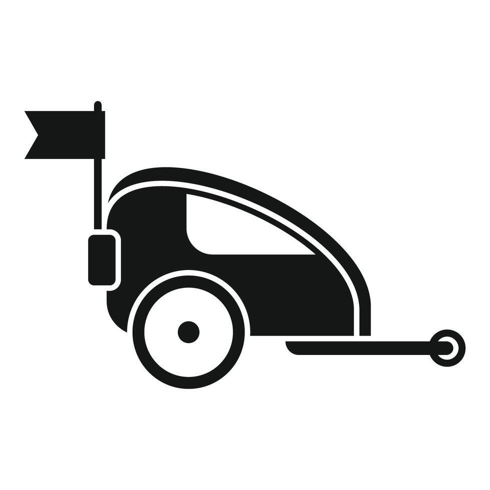 Bike trailer with flag for children transporting icon vector