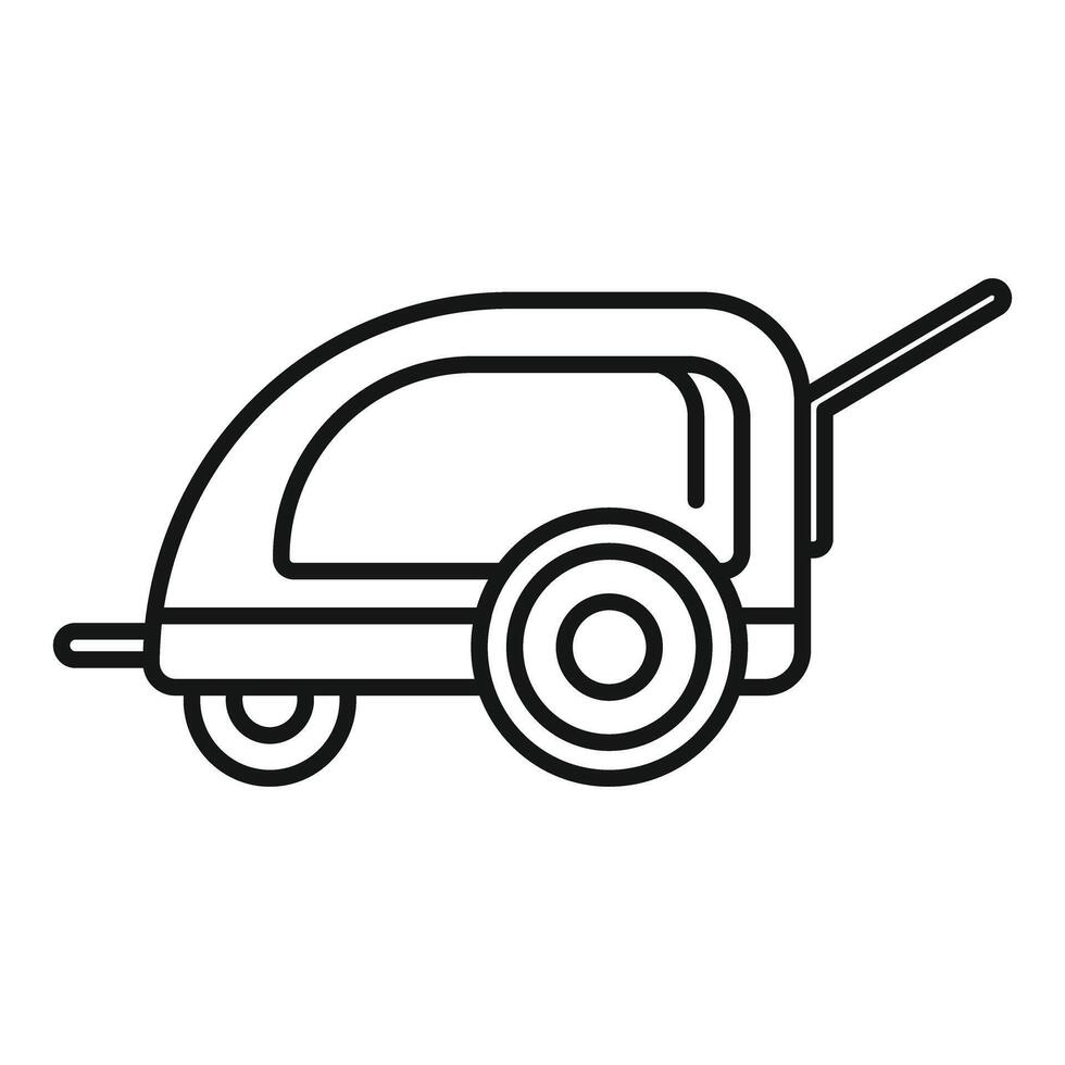Small camping trailer for road trip and tourism is standing open vector