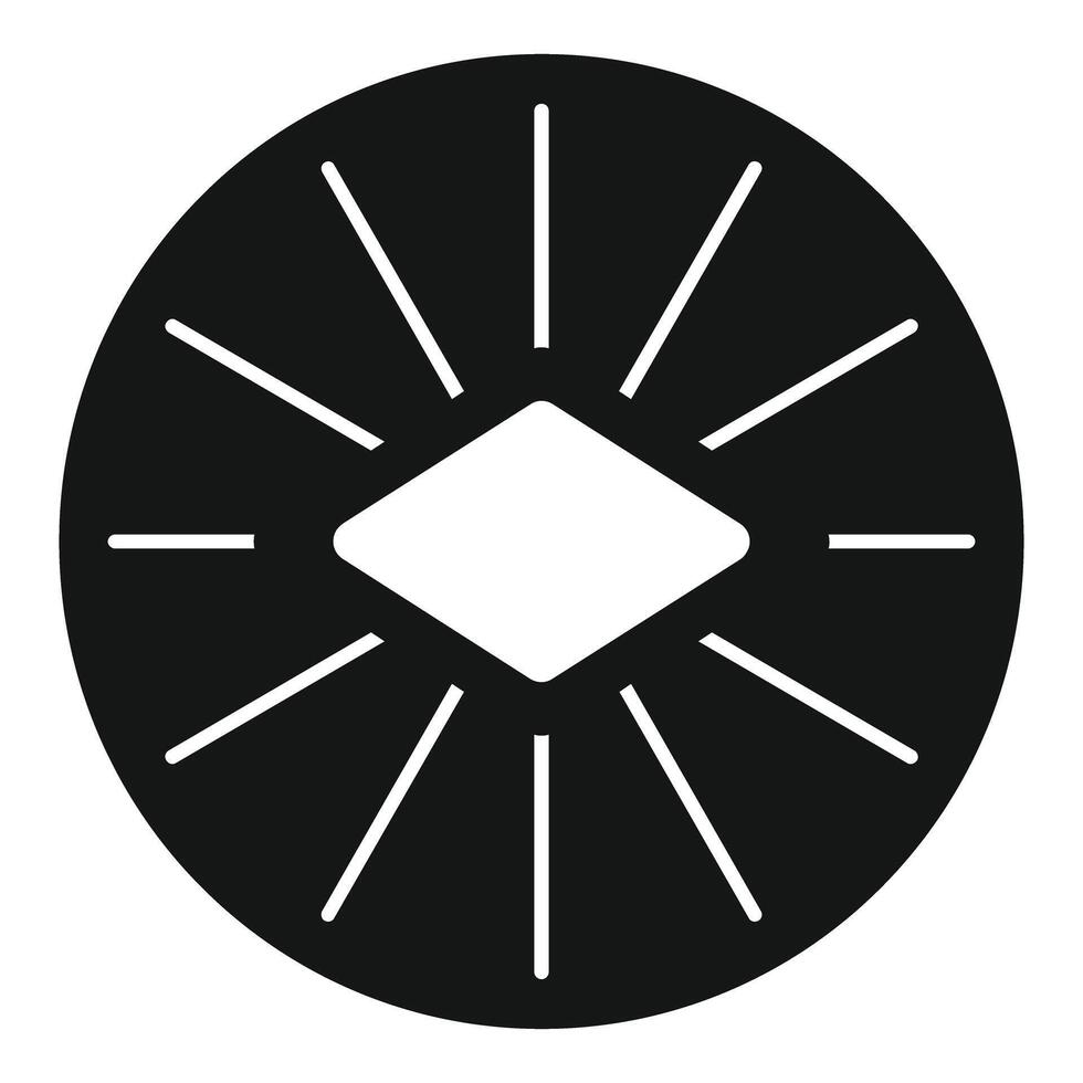 Round button icon showing a square surrounded by lines vector