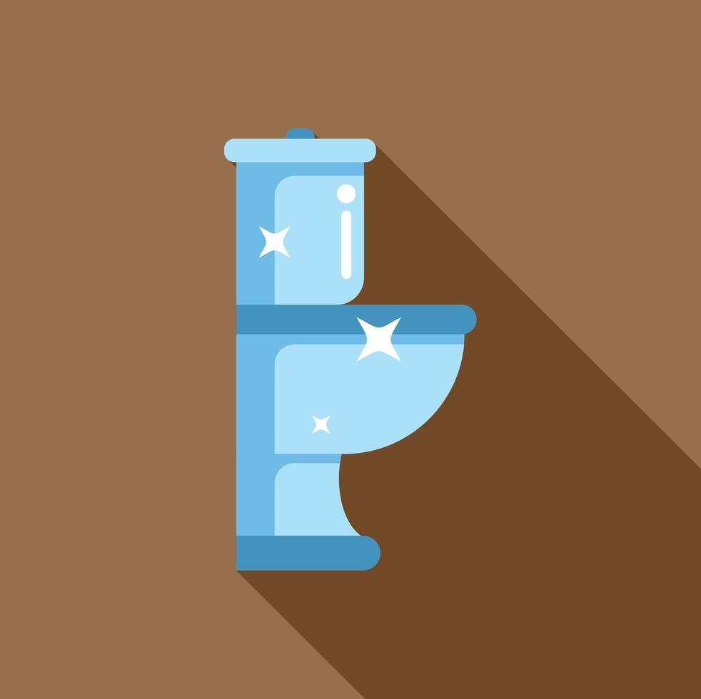 Sparkling clean toilet bowl with long shadow on brown background vector