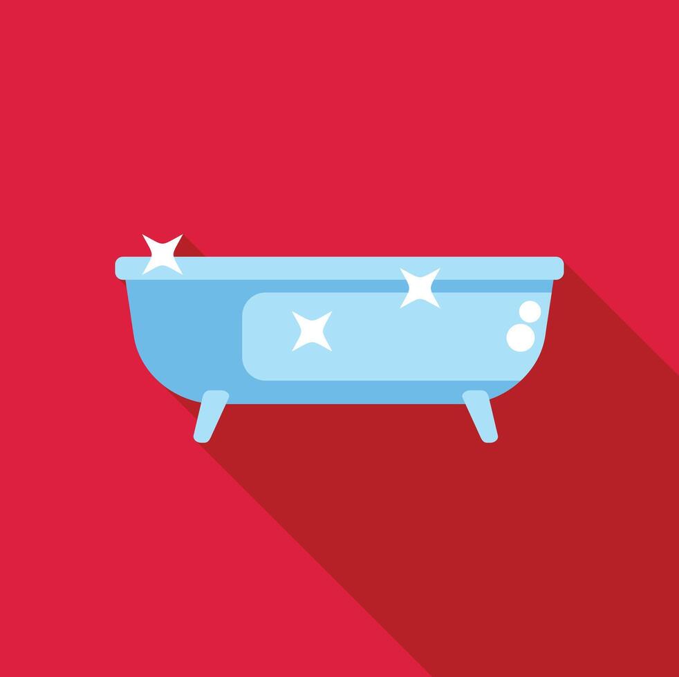 Clean bathtub is sparkling on a red background vector