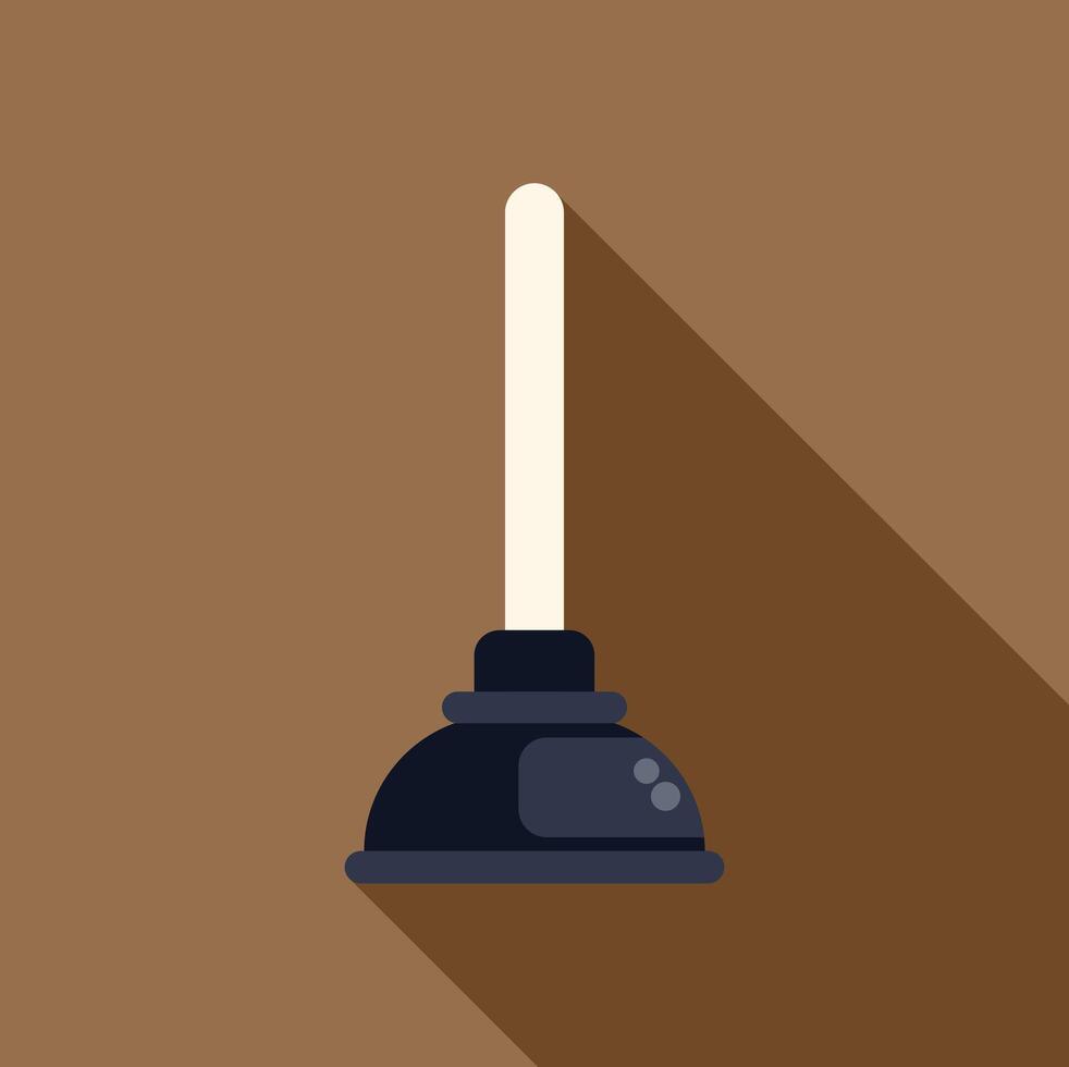 Plunger with long handle casting shadow on brown background vector