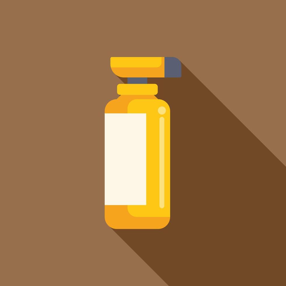 Yellow plastic spray bottle with blank label standing on brown background vector