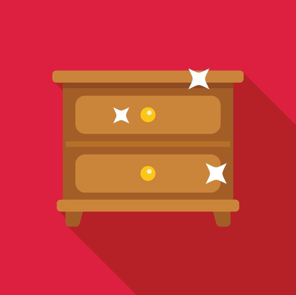 Wooden nightstand being cleaned and polished with sparkles vector