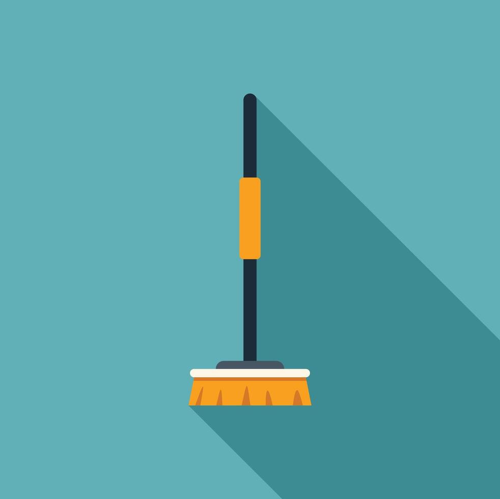 Cleaning brush standing up with long shadow on blue background vector
