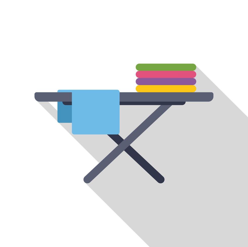 Ironing board with folded clothes waiting to be ironed vector