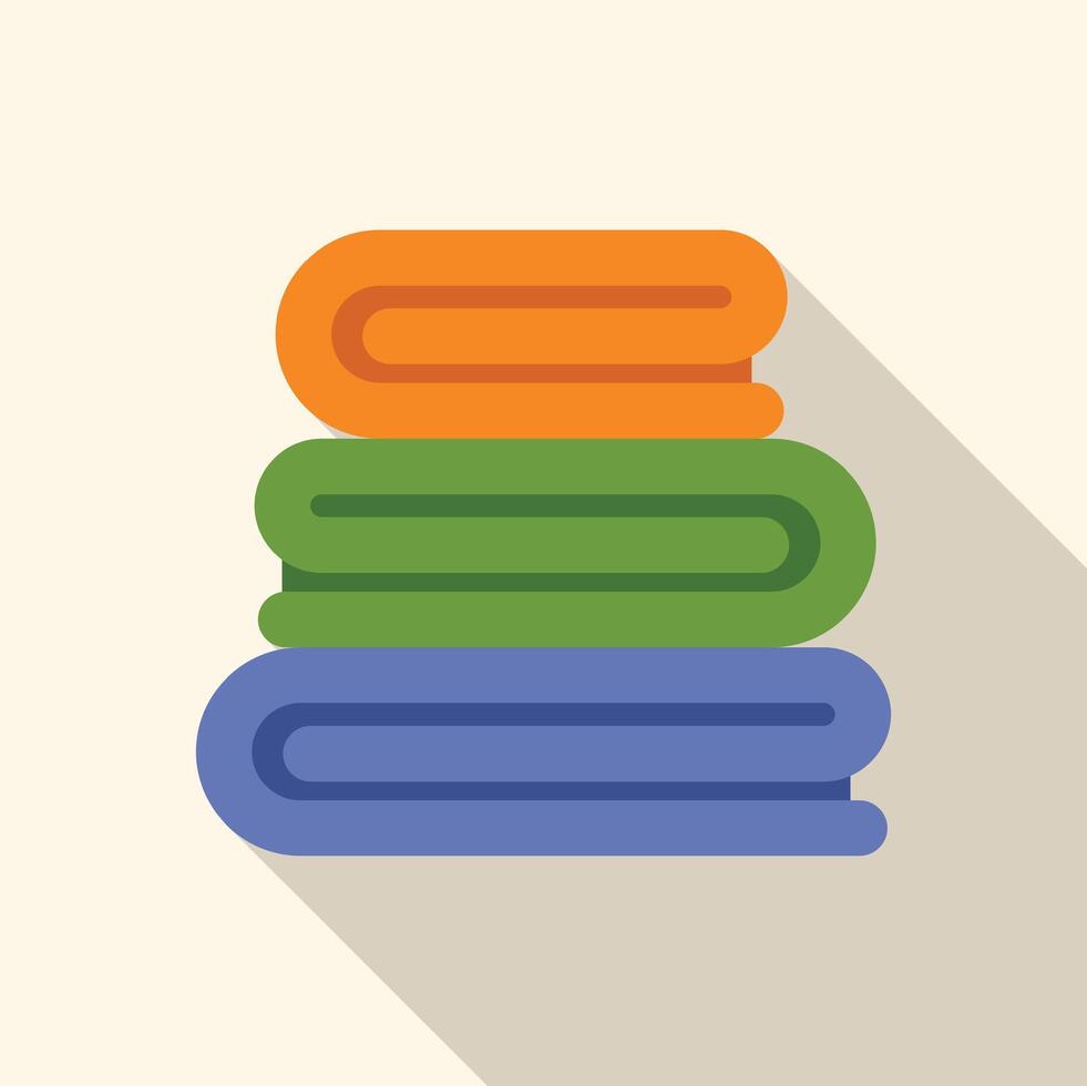 Stack of colorful folded clothes creating long shadow vector