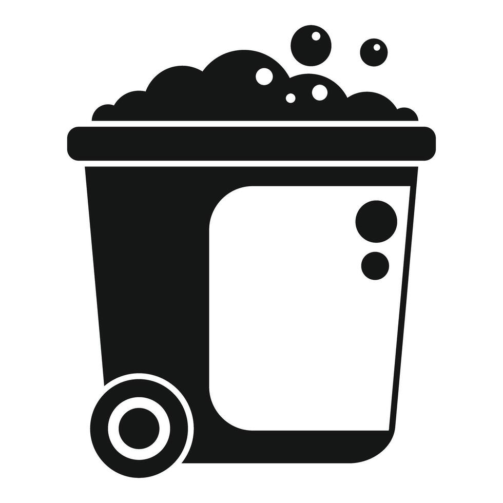 Full mobile garbage container with soap bubbles is overflowing vector
