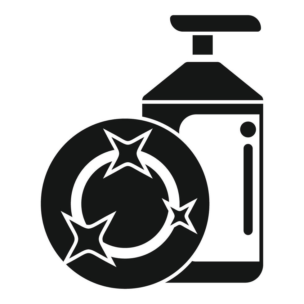 Dishwashing liquid creating sparkling clean dishes icon vector