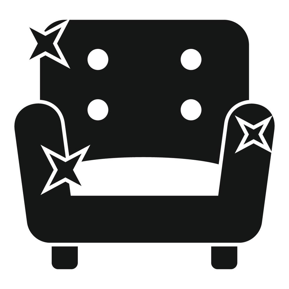 Black and white icon of a cleaning service making a sofa shine vector