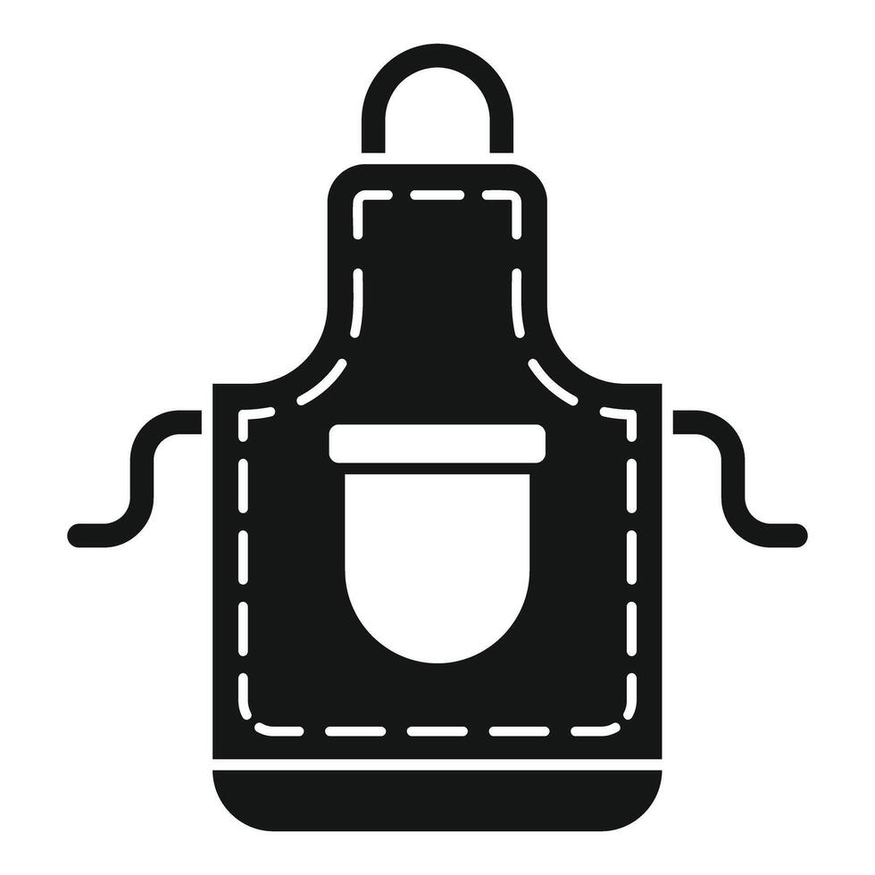 Black kitchen apron with pocket icon, simple style vector