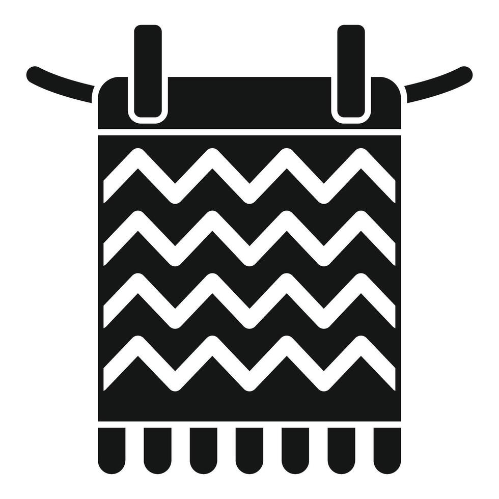 Fabric hanging on rope drying after washing icon, simple style vector