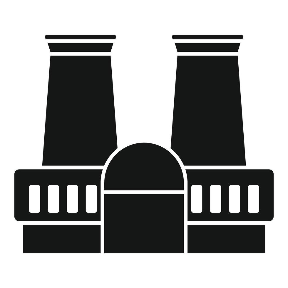 Nuclear power plant building generating electricity from atomic energy vector