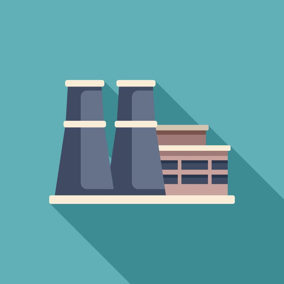 Nuclear power plant generating electricity with long shadow vector
