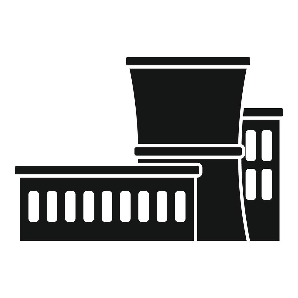 Nuclear power plant cooling tower building generating electricity icon vector