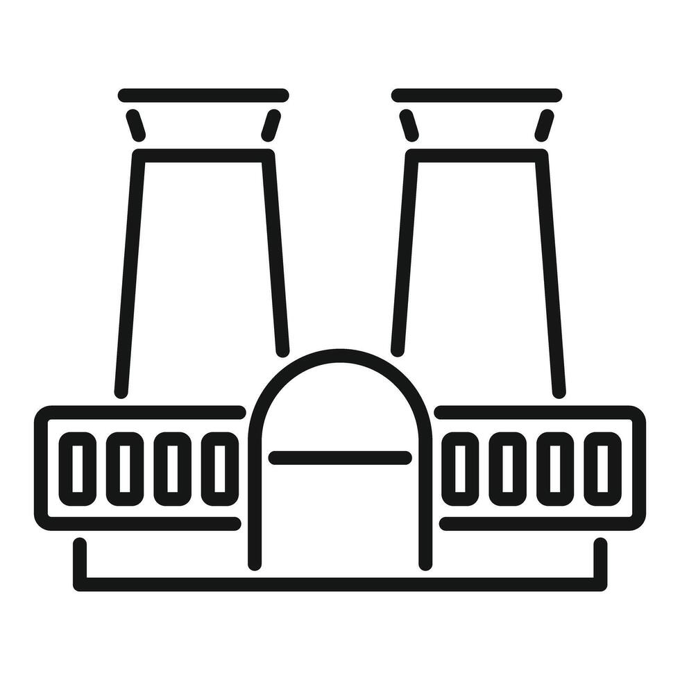 Nuclear power plant building generating electricity outline vector