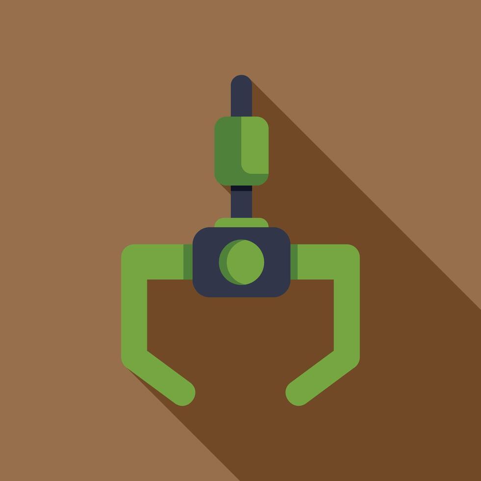 Mechanical claw grabbing an object, robotics technology concept vector