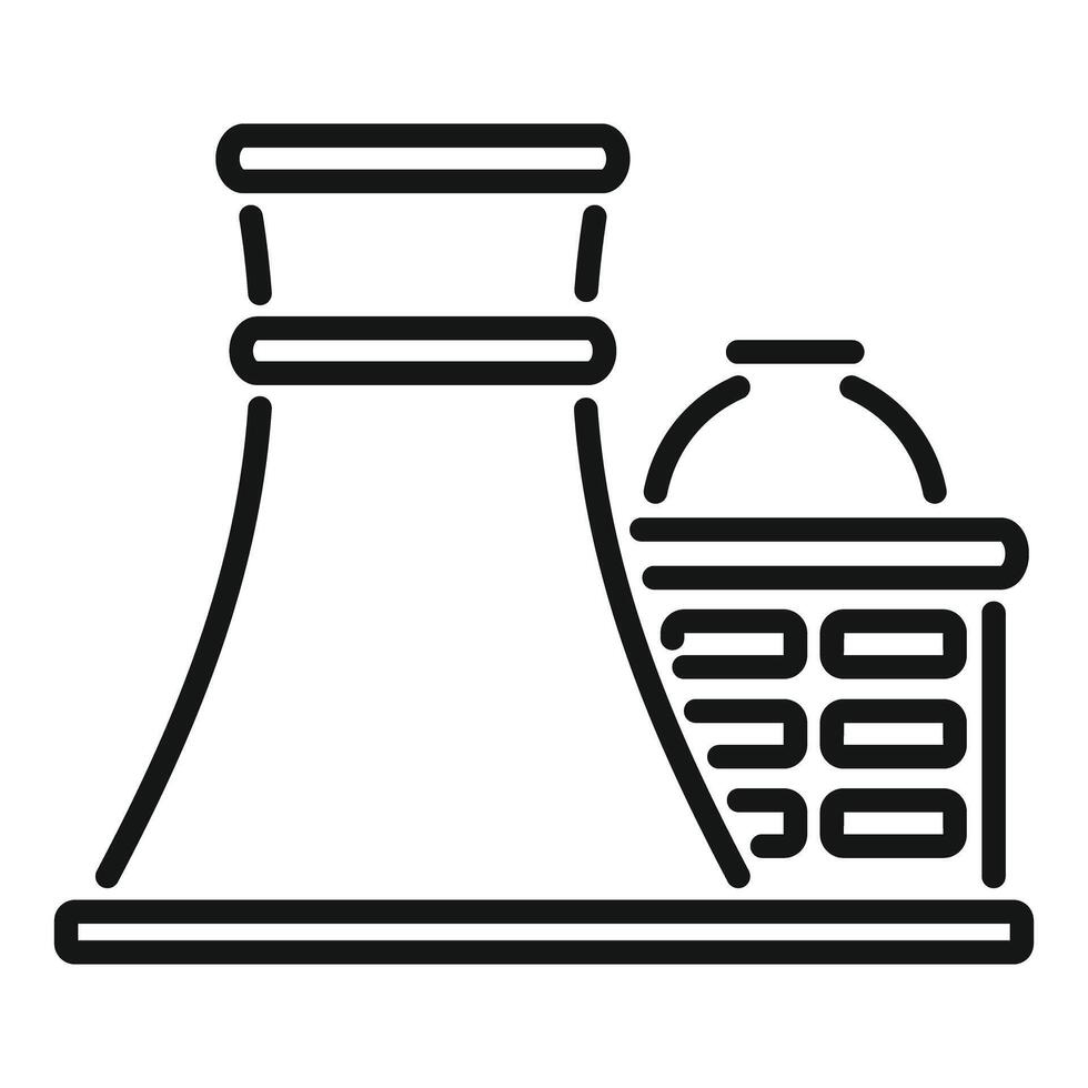 Nuclear power plant generating electricity with reactor building vector