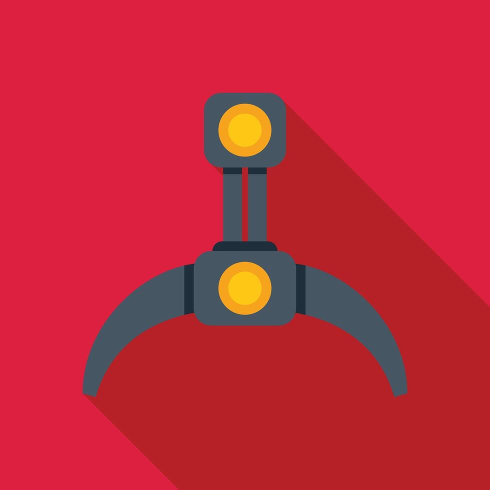 Robotic arm manipulator picking up object on red background vector