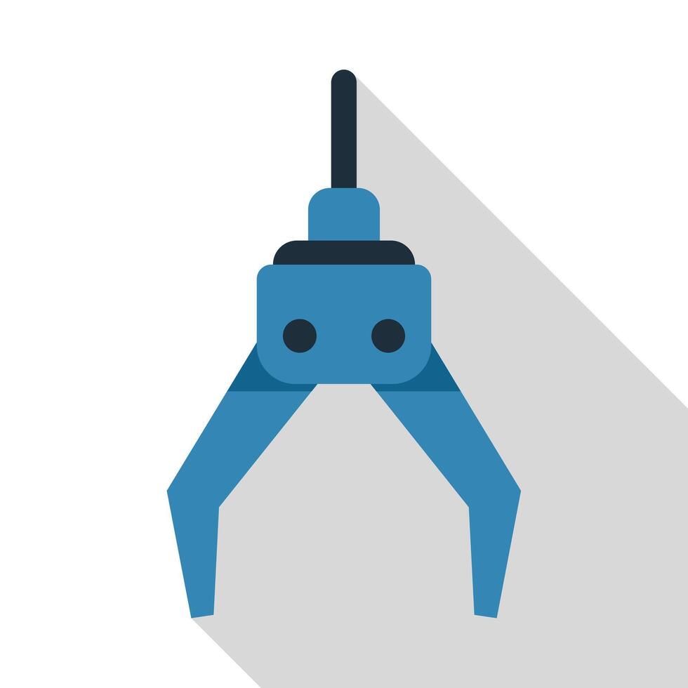 Industrial robotic arm manipulator gripping with two metallic claws vector