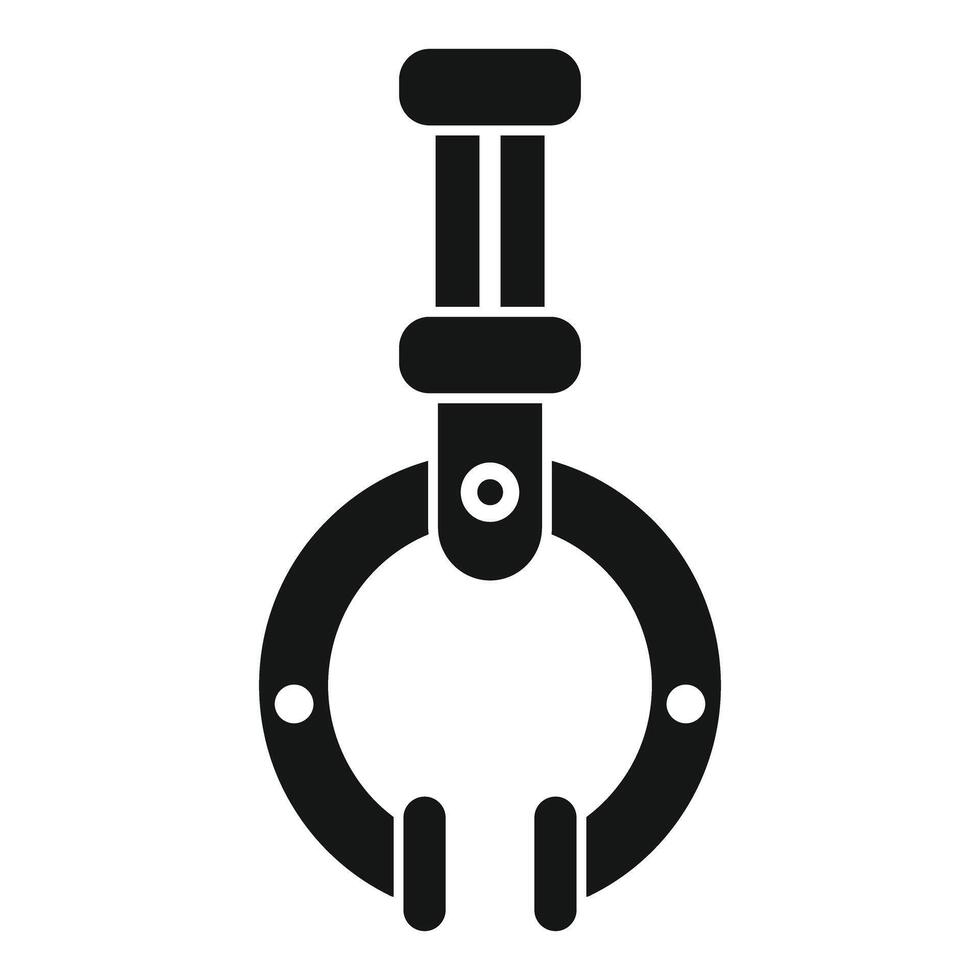 Industrial robot arm picking up object silhouette icon vector