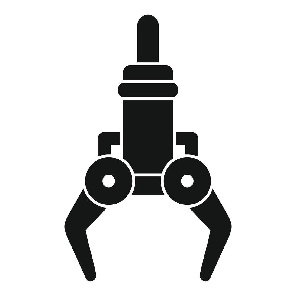 Industrial robot arm holding object with claws vector
