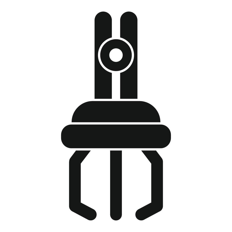 Robotic arm holding object with three fingers icon vector