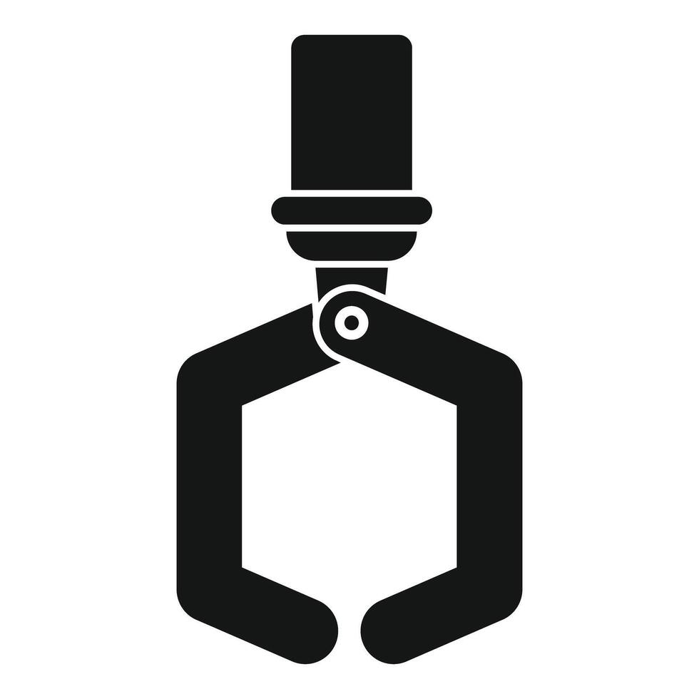 Mechanical robot arm grabber holding icon vector