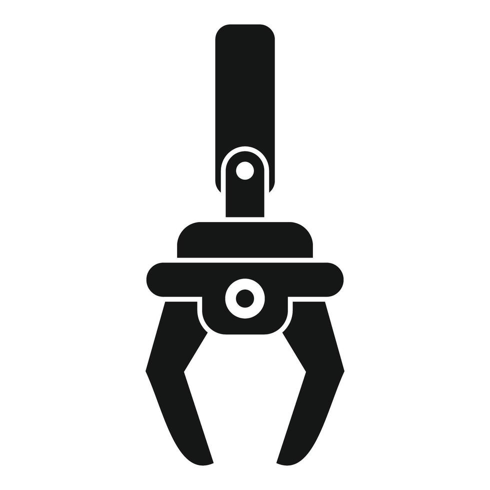 Industrial robot arm holding empty claw open wide vector