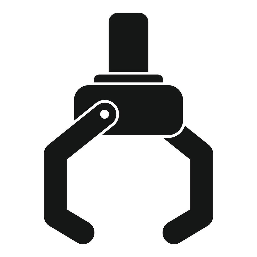 Industrial robot arm picking up object silhouette icon vector
