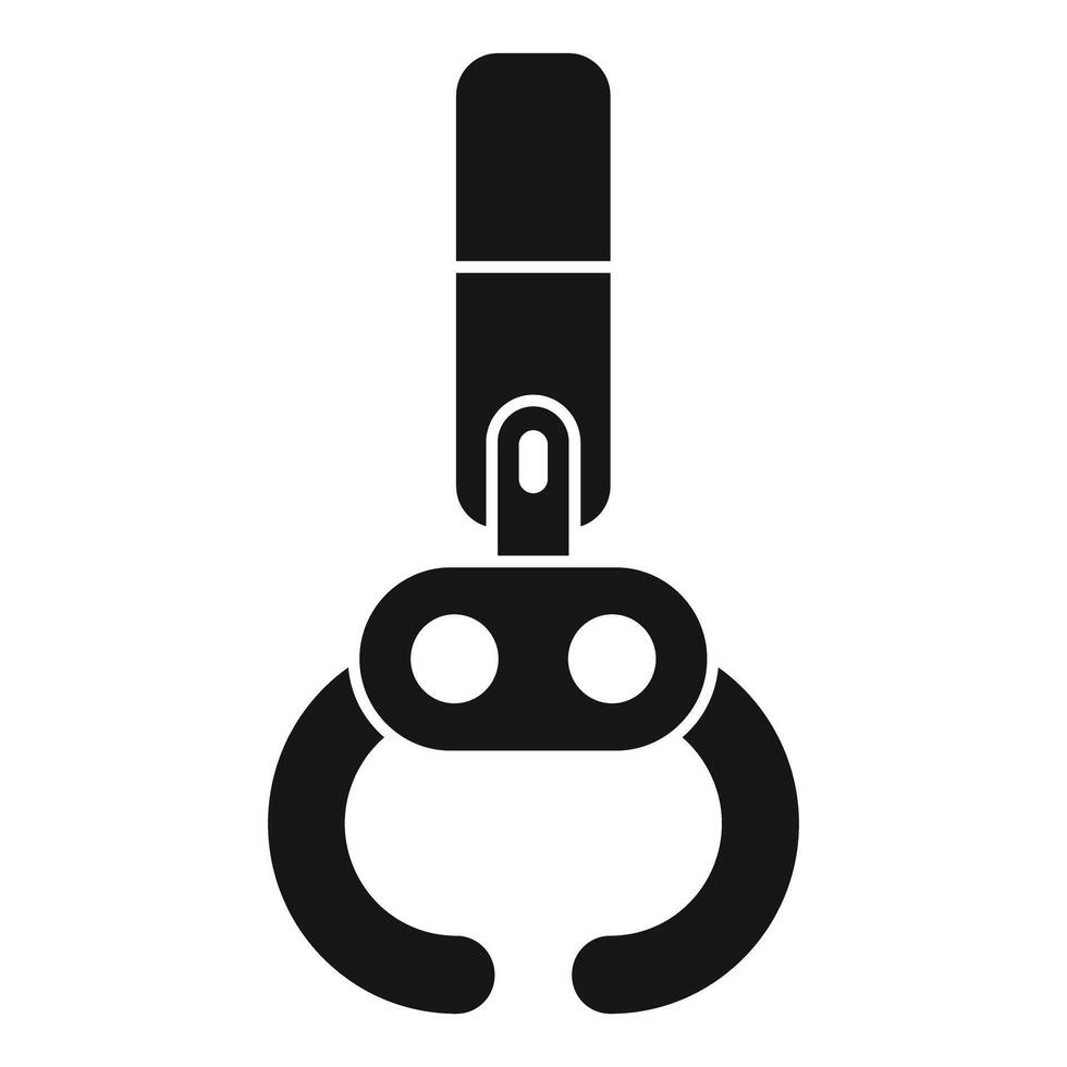 Robotic arm gripper holding object industrial automation icon vector