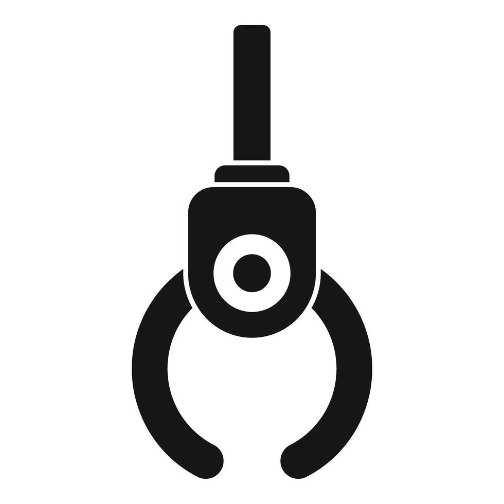 Robotic arm holding something with two fingers icon vector
