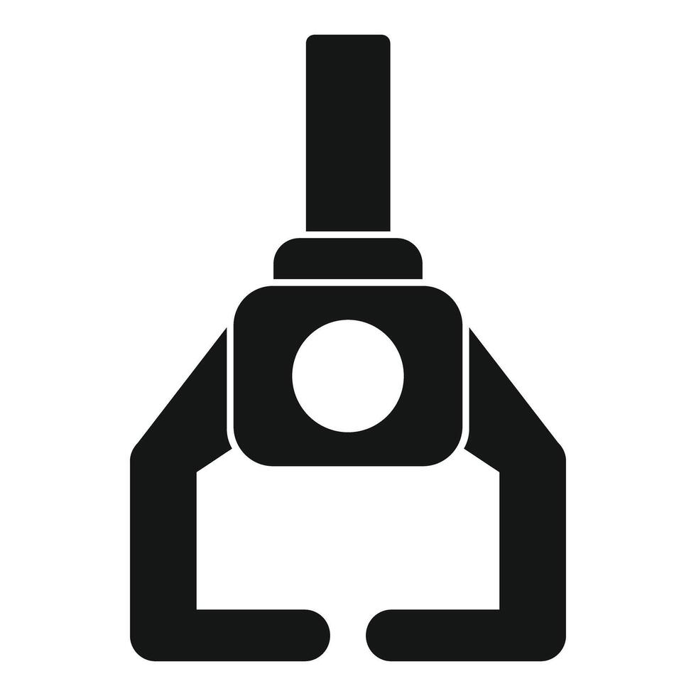 Robotic arm holding object icon, simple style vector