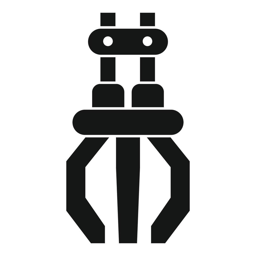 Industrial robot arm holding object glyph icon vector