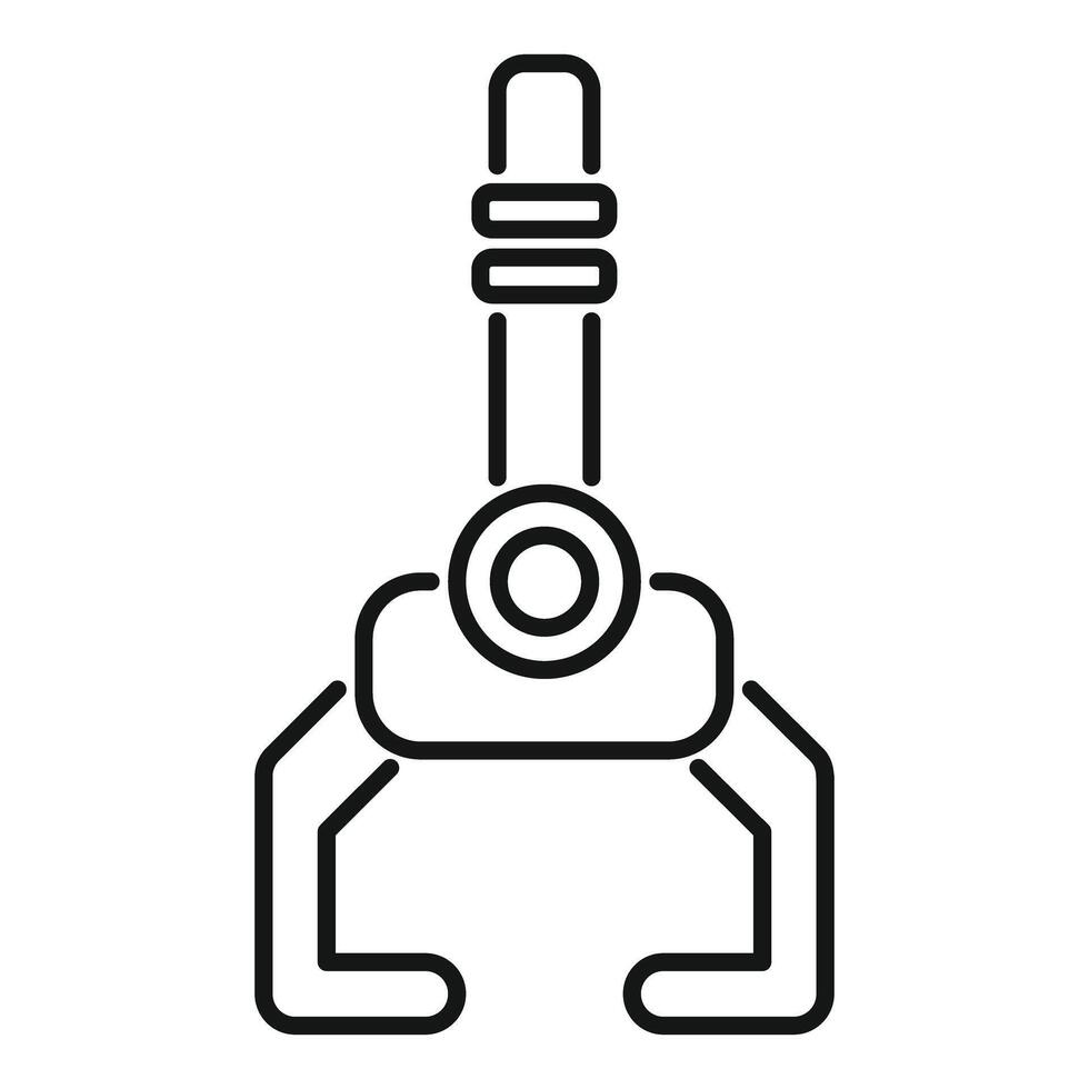 Robotic arm gripper holding object, automation technology icon vector