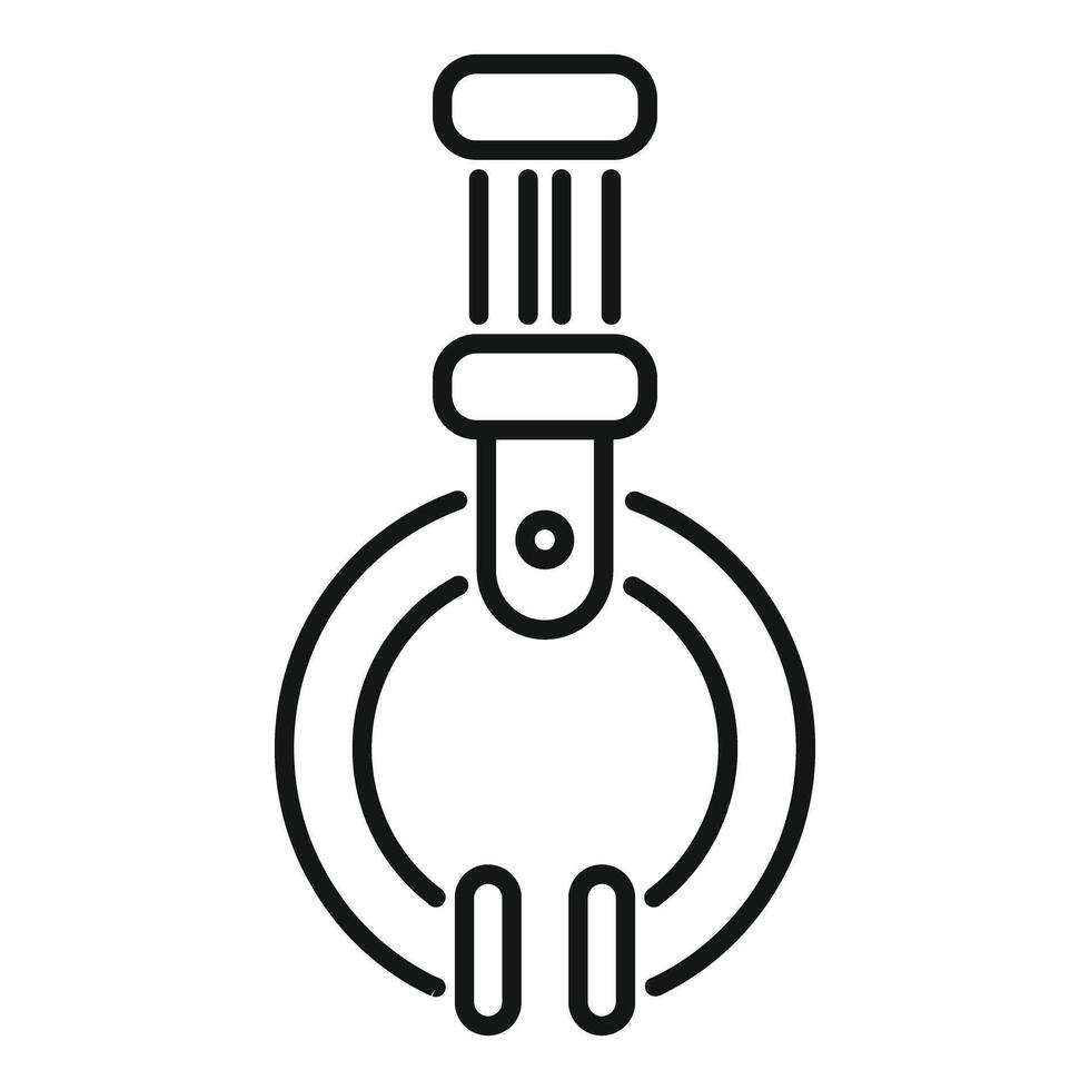 Futuristic robotic arm picking up object line icon vector