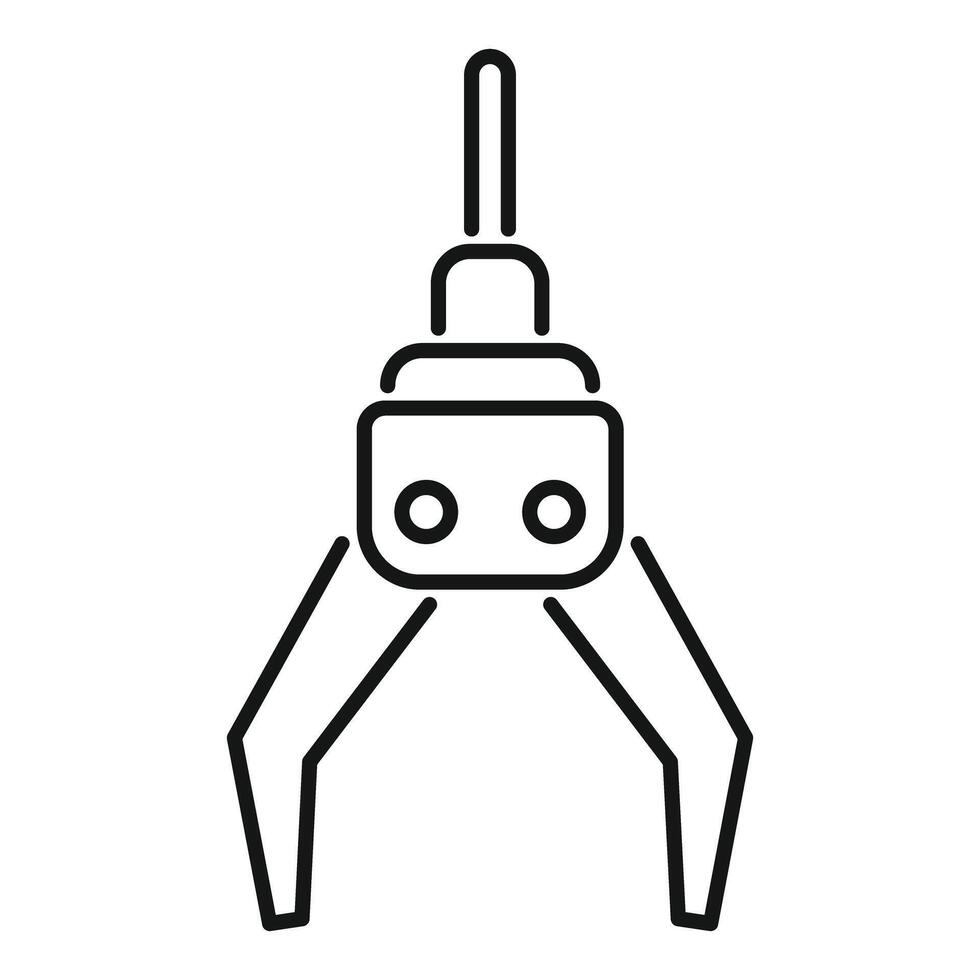 Excavator bucket holding nothing grabbing machine line icon vector