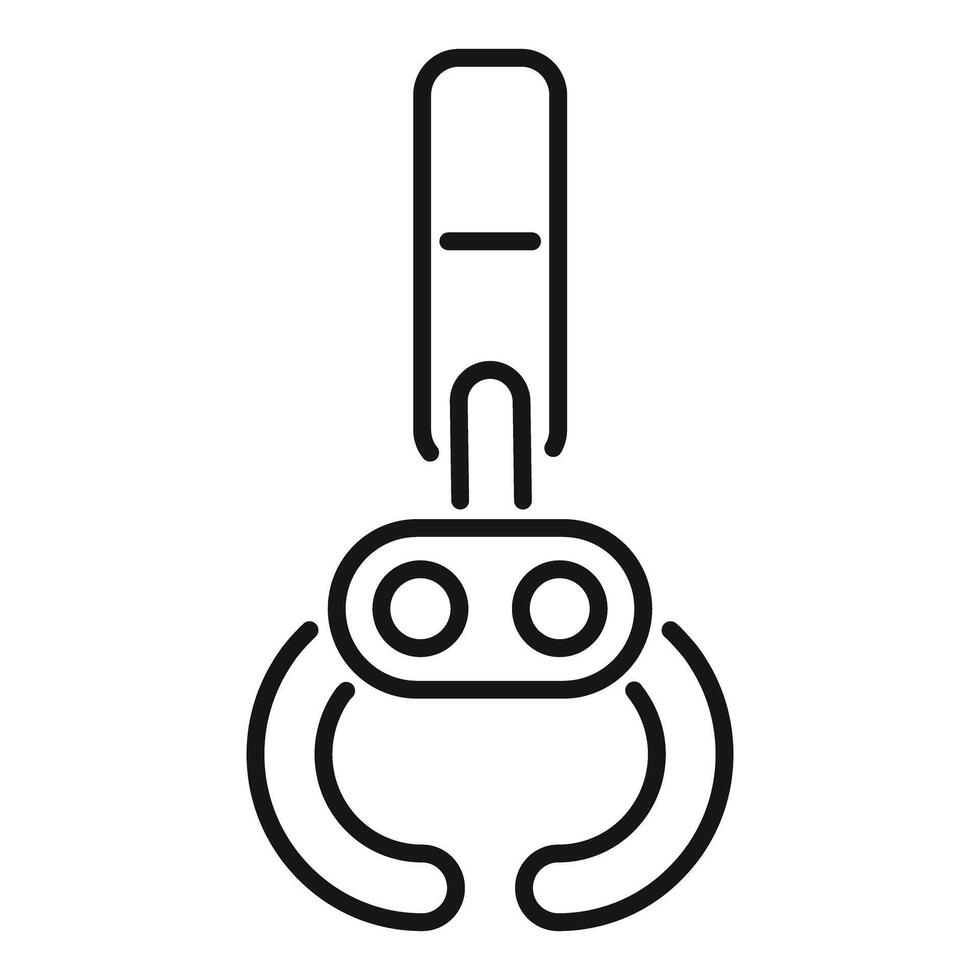 Robotic arm gripper picking up object icon vector