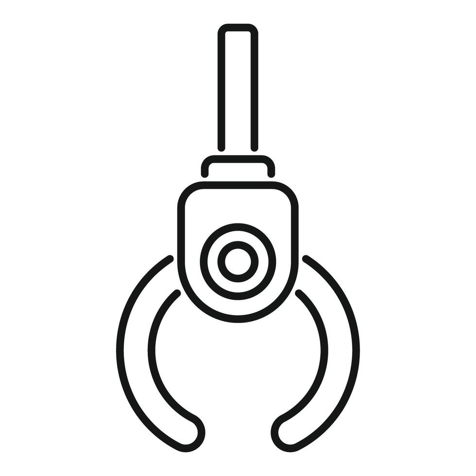Robotic arm gripper holding an object icon outline style vector
